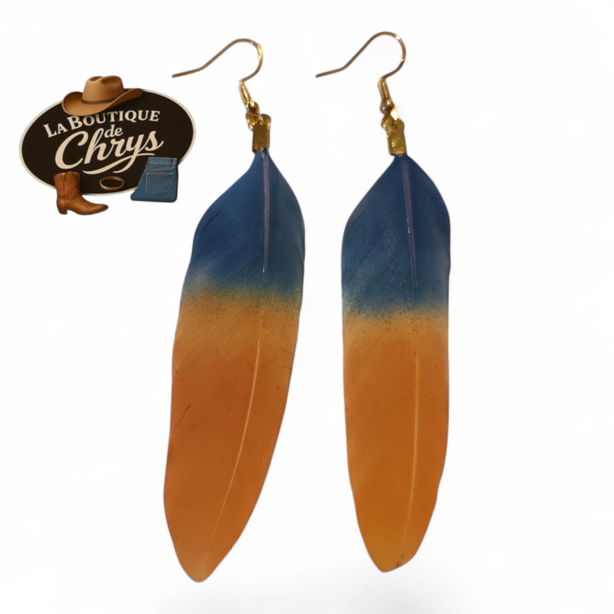 Boucles d'oreilles plumes bicolores