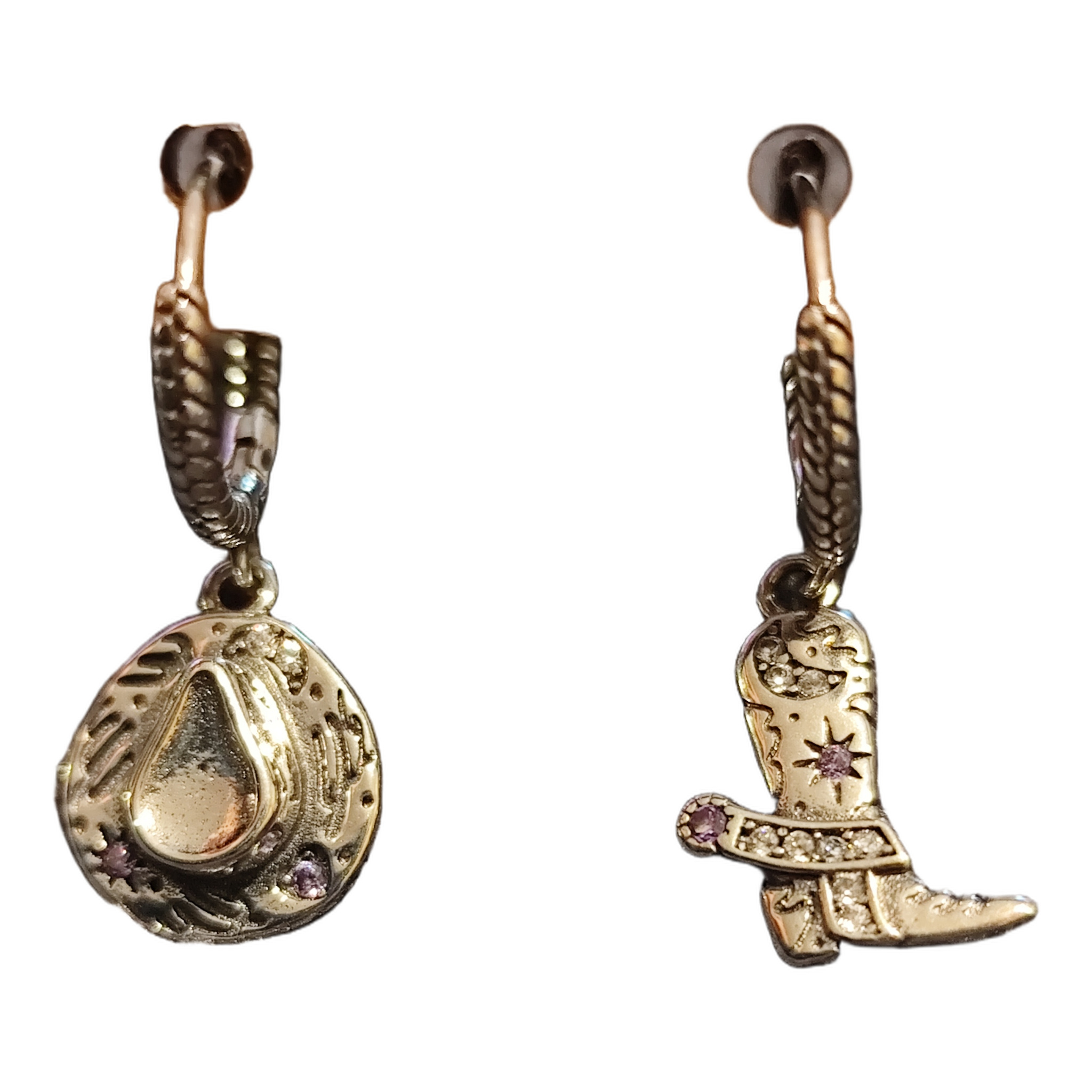 Boucles d'oreilles santiag chapeau