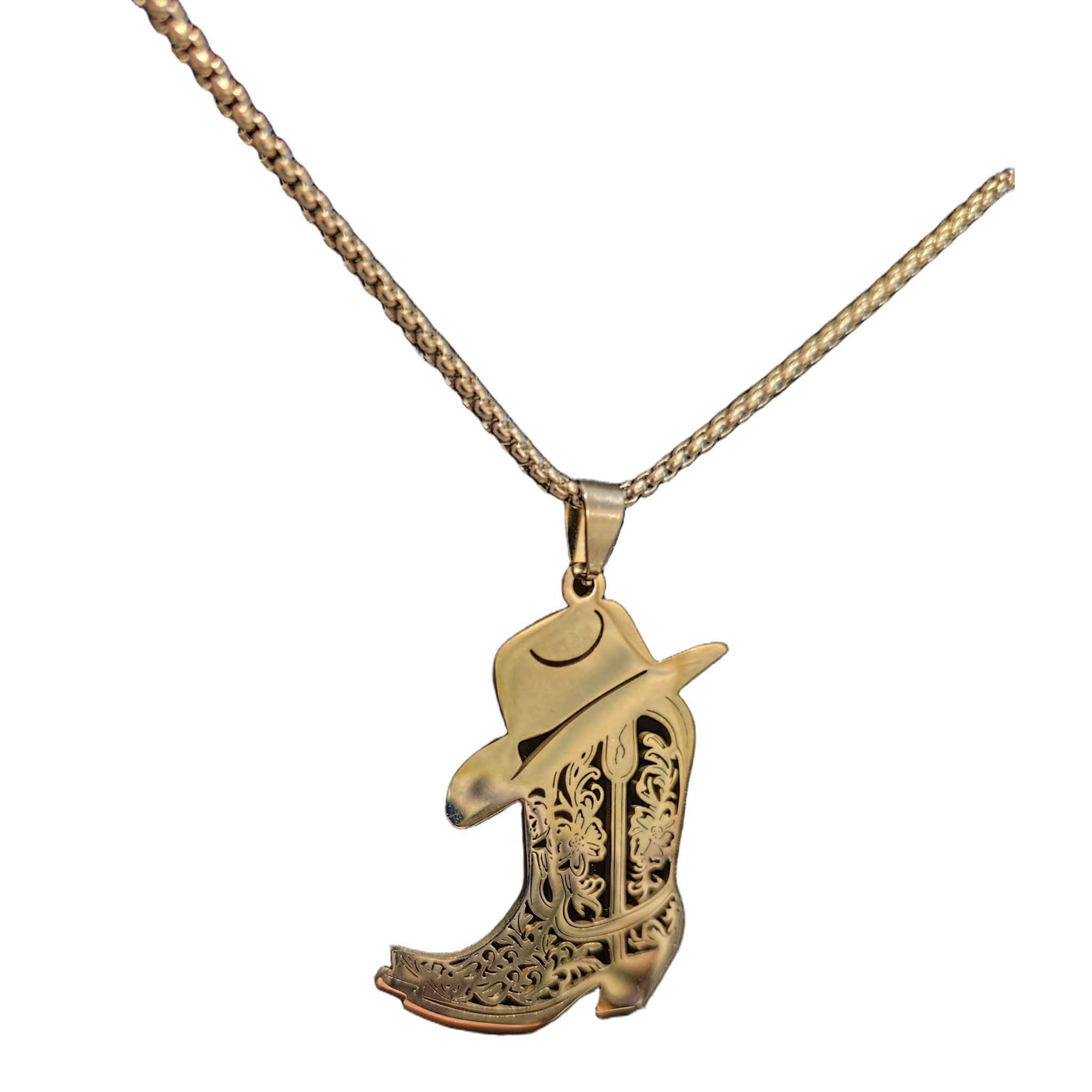 Collier + pendentif santiags et chapeau