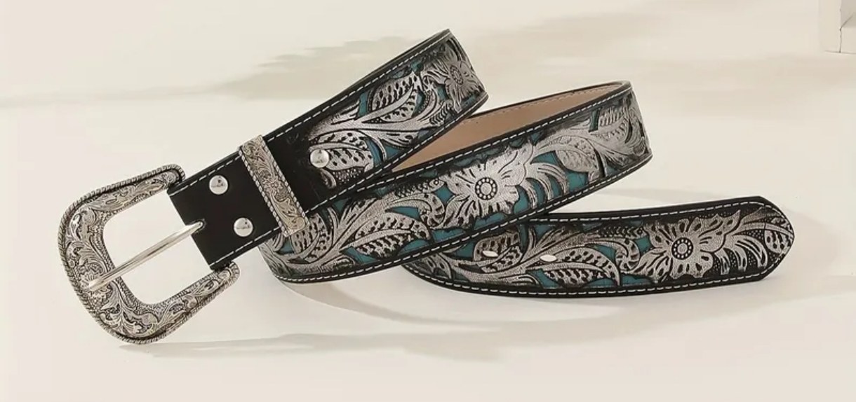 Ceinture argent et bleue