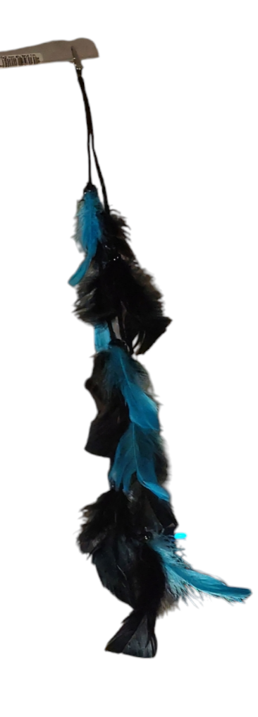 Queue de chapeau plume noir et bleu